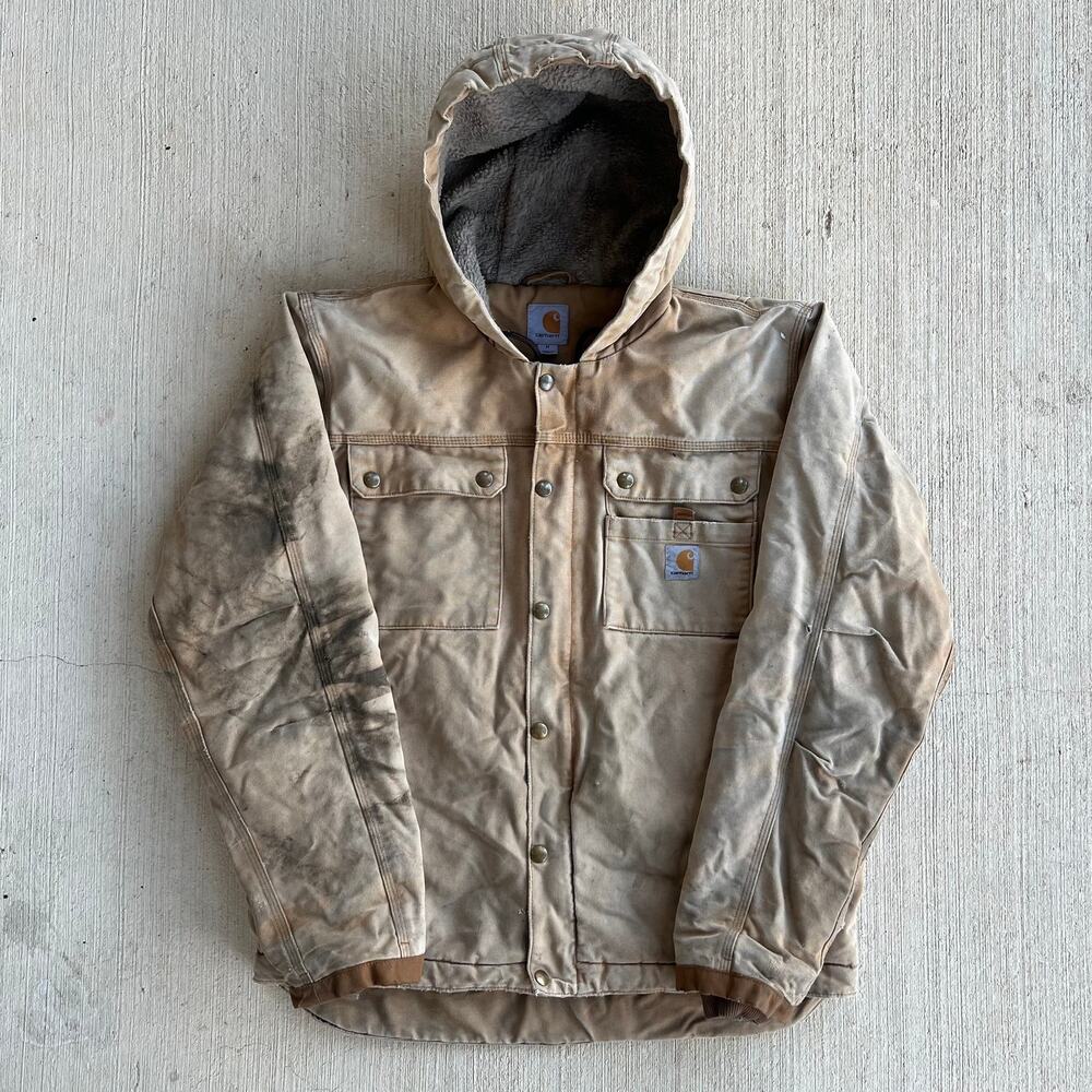 Carhartt brown hooded work wear jacket